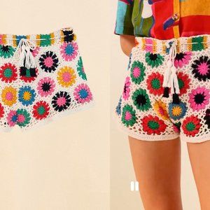NWT - FARM Rio Multi Circles Crochet Shorts